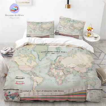 Housse de Couette Carte du Monde Moderne